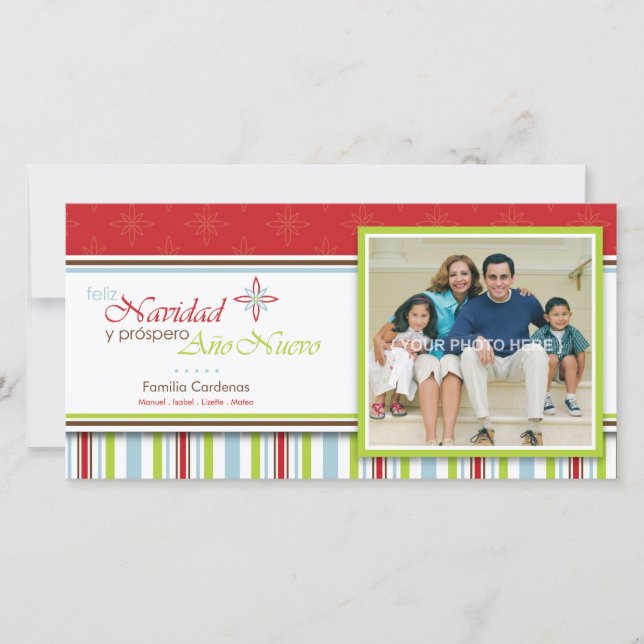 Feliz Navidad (Flor) Holiday Card (Front)