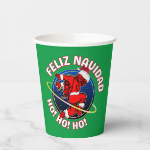 FELIZ NAVIDAD FUNNY SANTA ASTRONAUT PAPER CUPS
