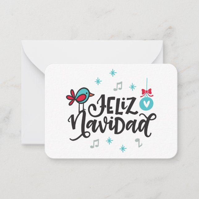 Feliz Navidad Gift Enclosures Note Card (Front)