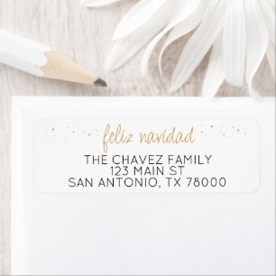 Feliz Navidad Gold Return Address Label