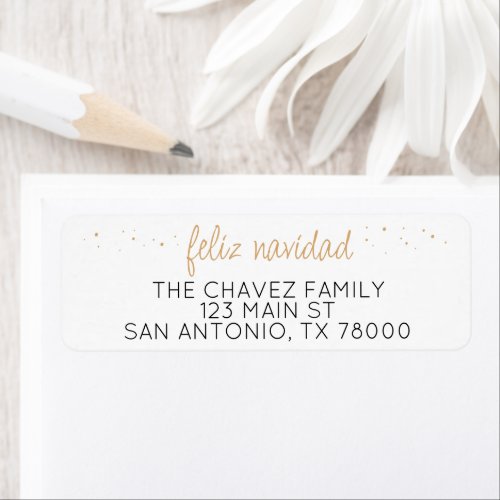 Feliz Navidad Gold Return Address Label