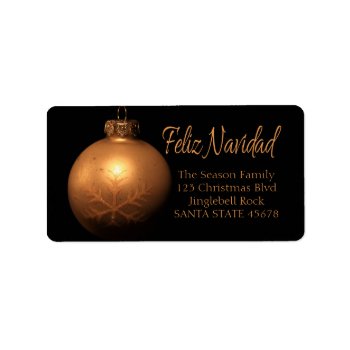 Feliz Navidad  Golden Ornament Label by PortoSabbiaNatale at Zazzle