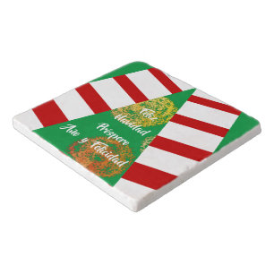 Feliz Navidad Golden Sparkles Christmas Tree Trivet