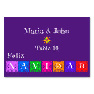 Feliz Navidad Green Cactus On Purple Table Number