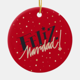 Feliz Navidad, Happy Christmas, w/ photo Ceramic Ornament