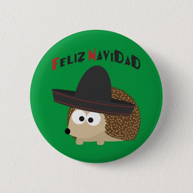 Feliz Navidad Hedgehog Button (Front)