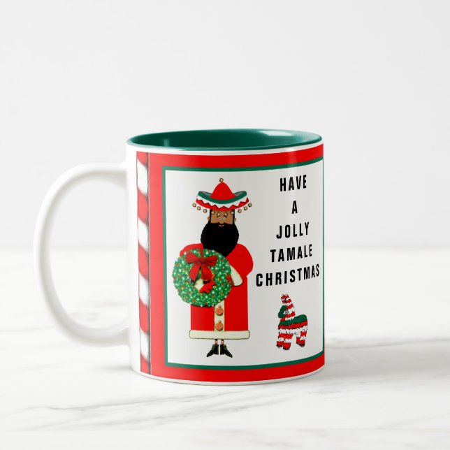 Feliz Navidad Holiday Gift Two-Tone Coffee Mug (Left)