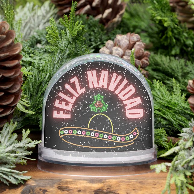 Feliz Navidad Holiday Neon Snow Globe (Winter)