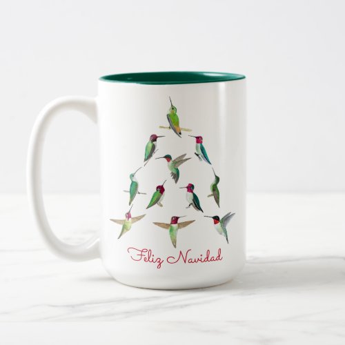 Feliz Navidad Hummingbird Christmas Two_Tone Coffee Mug