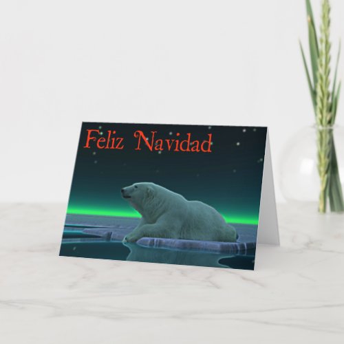 Feliz Navidad _ Ice Edge Polar Bear Holiday Card