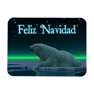 Feliz Navidad - Ice Edge Polar Bear Magnet