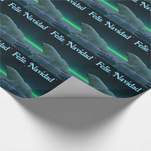 Feliz Navidad _ Ice Edge Polar Bear Wrapping Paper