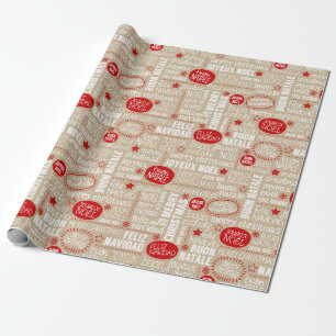 Feliz Navidad Joyeux Noel Buon Natale Wrapping Paper