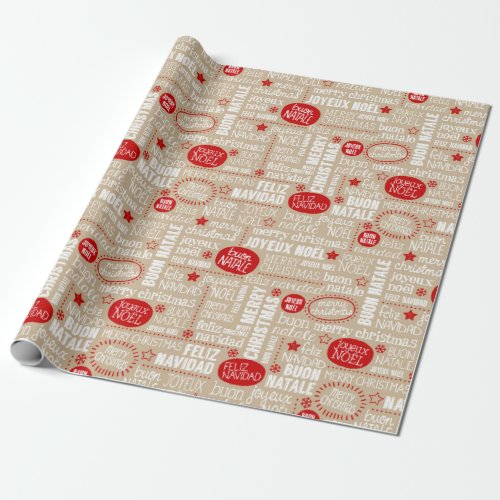 Feliz Navidad Joyeux Noel Buon Natale Wrapping Paper