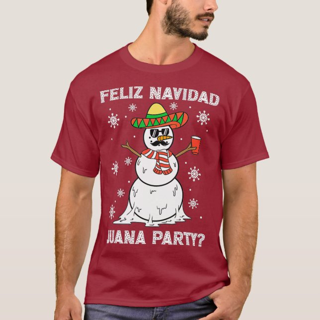 Feliz Navidad Juana Party Cool Gifts Mexican T-Shirt (Front)