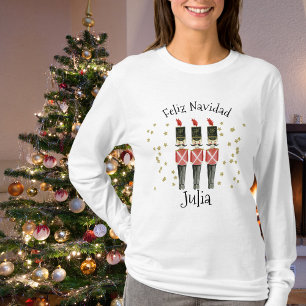 Feliz Navidad Ladies Christmas Shirt With Name