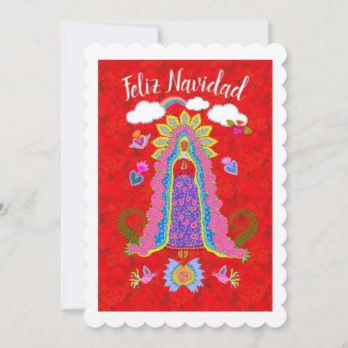 Feliz Navidad Lady of Guadalupe Holiday Flat Card