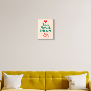 Feliz Navidad Lettering Spanish Wood Photo Tile