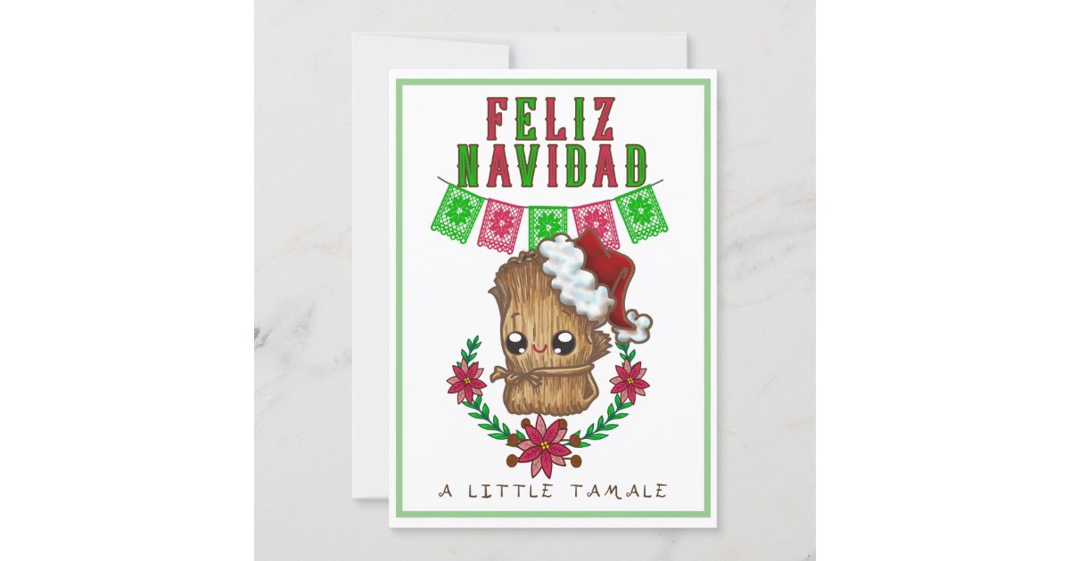 Feliz Navidad Little Tamale Spanish English Text Holiday Card Zazzle Com