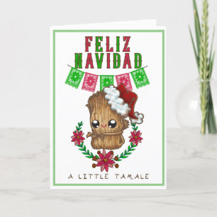 Feliz Navidad - Little Tamale Spanish/English Text Holiday Card