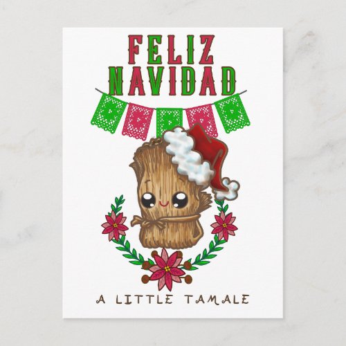 Feliz Navidad _ Little Tamale SpanishEnglish Text Postcard