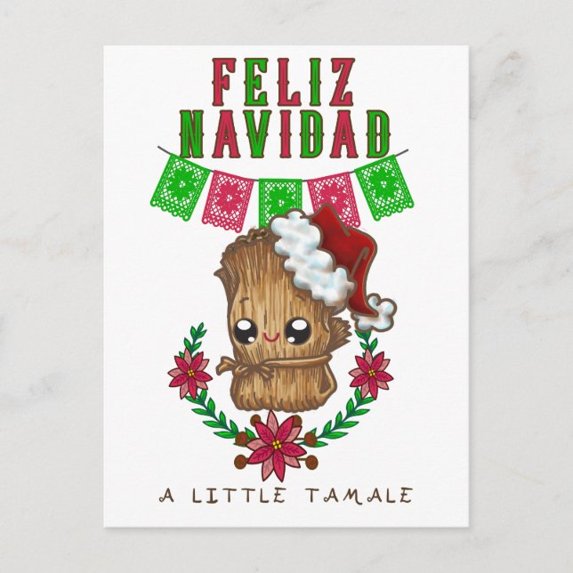 Feliz Navidad - Little Tamale Spanish/English Text Postcard (Front)