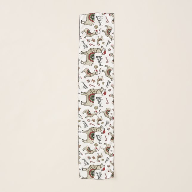 Feliz Navidad Llama Scarf (Front)