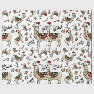 Feliz Navidad Llama Wrapping paper