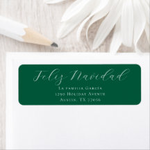 Feliz Navidad Mail Evergreen Return Address Label
