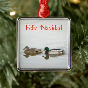 Feliz Navidad - Mallards Metal Ornament