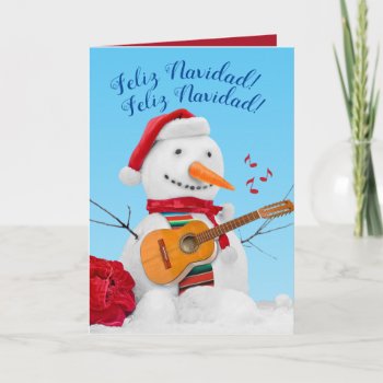 Feliz Navidad Mariachi Christmas Singing Snowman Holiday Card by CimZahDesigns at Zazzle