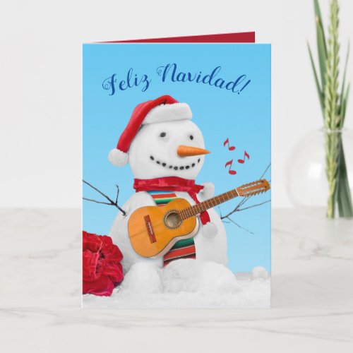 Feliz Navidad Mariachi Christmas Snowman Holiday Card