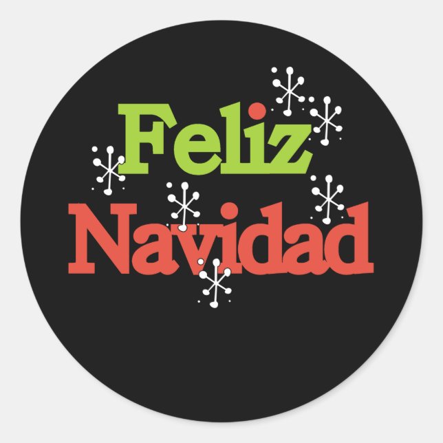 Feliz Navidad Merry Christmas Classic Round Sticker (Front)