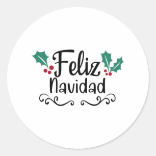 Feliz Navidad Merry Christmas Classic Round Sticker