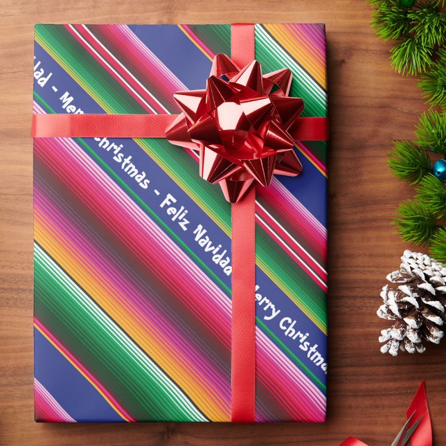 Feliz Navidad Merry Christmas Colorful Serape Gift Wrapping Paper (Creator Uploaded)
