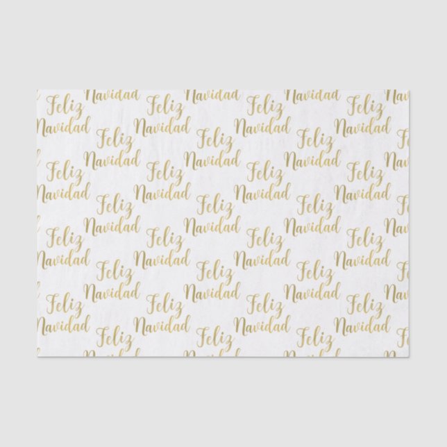 Feliz Navidad Merry Christmas Gold Holiday Tissue Paper (Front)