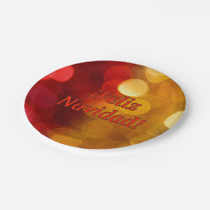 ¡Feliz Navidad! Merry Christmas in Spanish rf Paper Plates