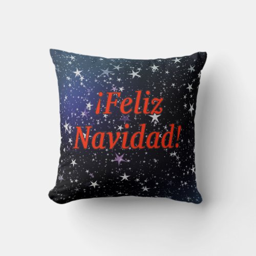 Feliz Navidad Merry Christmas in Spanish rf Throw Pillow