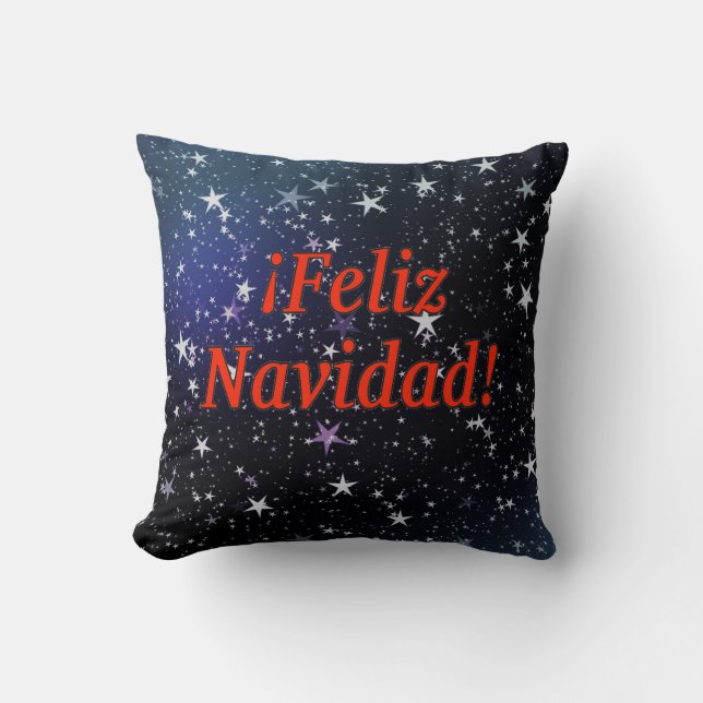 ¡Feliz Navidad! Merry Christmas in Spanish rf Throw Pillow (Front)