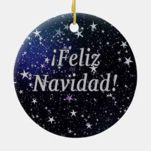 ¡Feliz Navidad! Merry Christmas in Spanish wf Ceramic Ornament