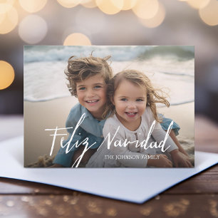 Feliz Navidad - Merry Christmas Modern Full Photo Holiday Card