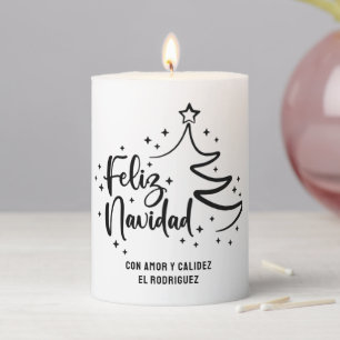 Feliz Navidad Merry Christmas Pillar Candle Gift