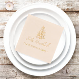 Feliz Navidad-Merry Christmas Tree and Lights  Foil Napkins