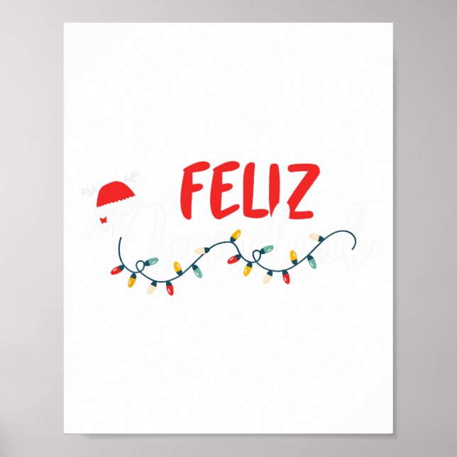 Feliz Navidad Merry Christmas Xmas Lights Pajamas  Poster (Front)