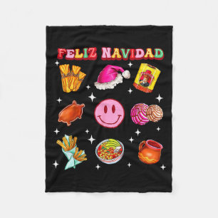 Feliz Navidad Mexican Christmas Mexico Food Men Wo Fleece Blanket