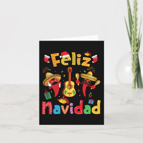 Feliz Navidad Mexican Fiesta Hot Pepper Guitar Xma Card