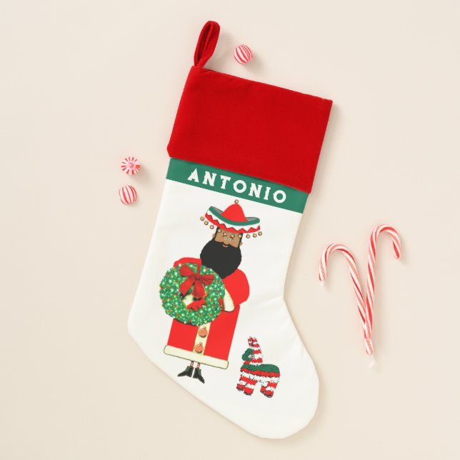Feliz Navidad Mexican Santa Christmas Stocking (Front)