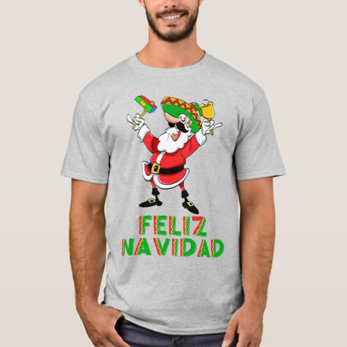 Feliz Navidad Mexico Christmas Santa T_Shirt