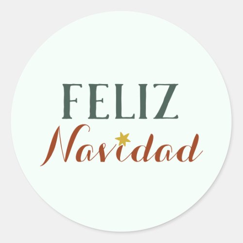 Feliz Navidad minimalist Christmas star holiday Classic Round Sticker