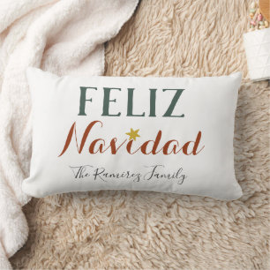 Feliz Navidad minimalist Christmas star holiday Lumbar Pillow